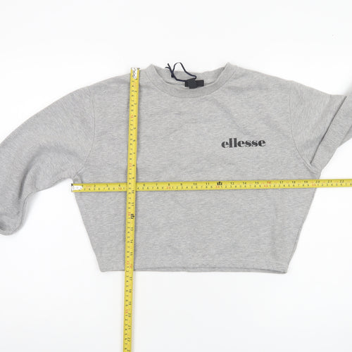 Ellesse Women’s Grey Cropped Sweatshirt UK 8 Logo Pullover