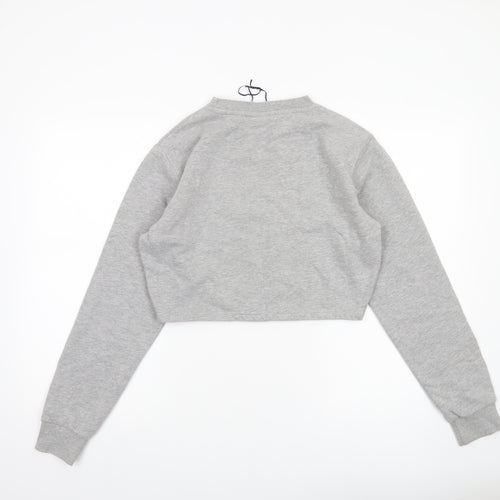 Ellesse Women’s Grey Cropped Sweatshirt UK 8 Logo Pullover