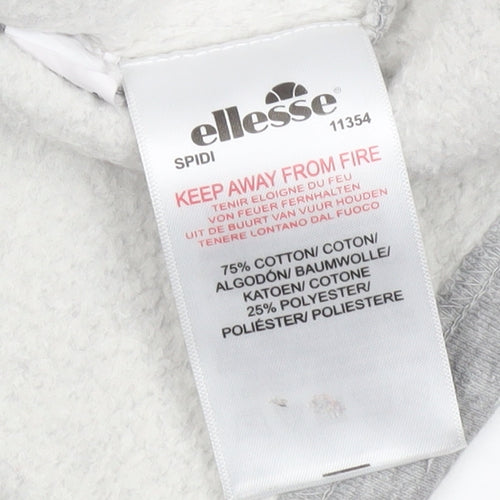 Ellesse Women’s Grey Cropped Sweatshirt UK 8 Logo Pullover