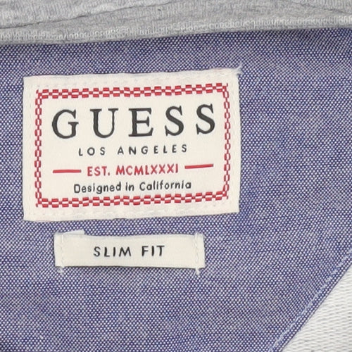 Guess Men’s Grey Slim Fit Graphic Logo Sweatshirt Size L