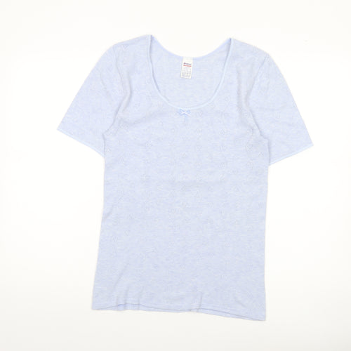 Damart Women’s Blue Scoop Neck Short Sleeve Knit T-Shirt L