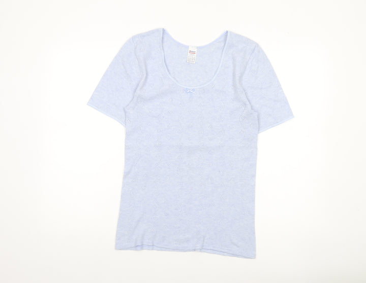 Damart Women’s Blue Scoop Neck Short Sleeve Knit T-Shirt L