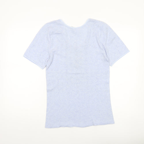 Damart Women’s Blue Scoop Neck Short Sleeve Knit T-Shirt L