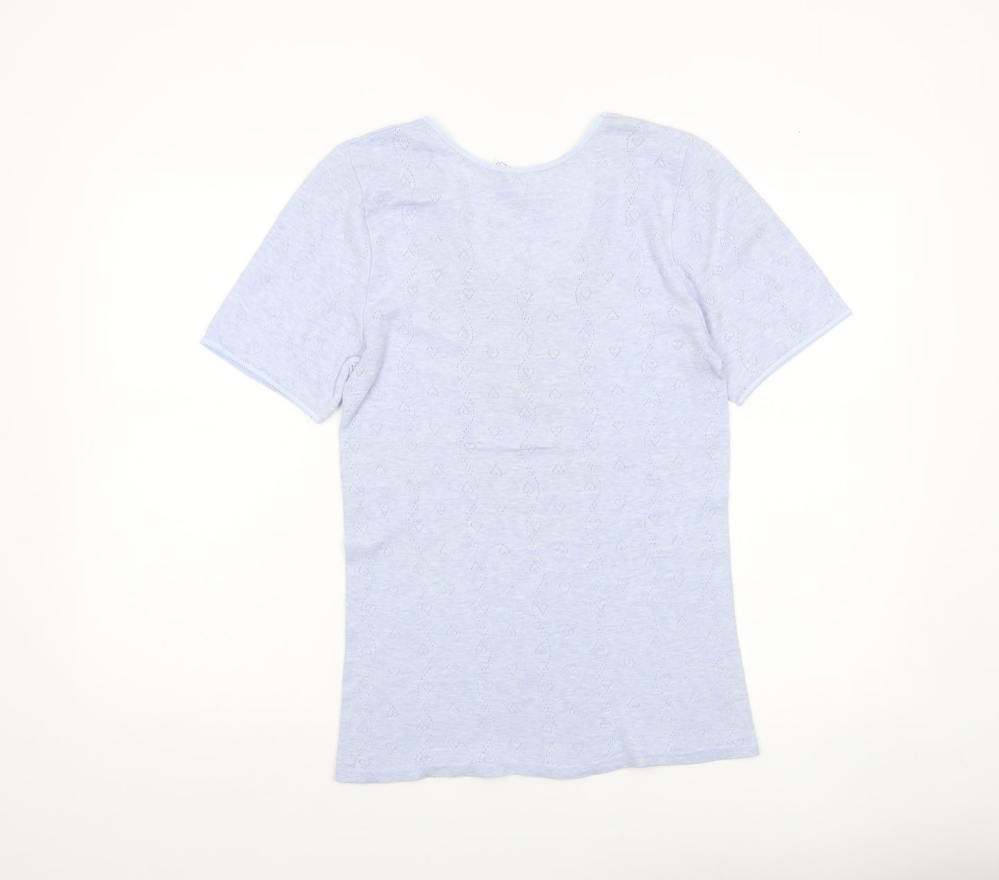 Damart Women’s Blue Scoop Neck Short Sleeve Knit T-Shirt L