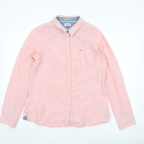 Hilfiger Denim Men's XL Pink Striped Button-Up Shirt Long Sleeve