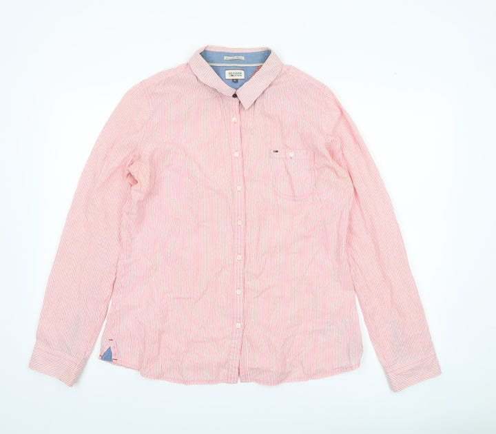 Hilfiger Denim Men's XL Pink Striped Button-Up Shirt Long Sleeve
