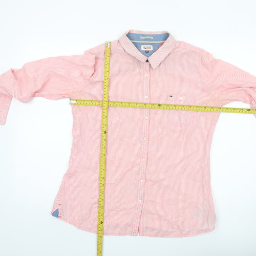 Hilfiger Denim Men's XL Pink Striped Button-Up Shirt Long Sleeve