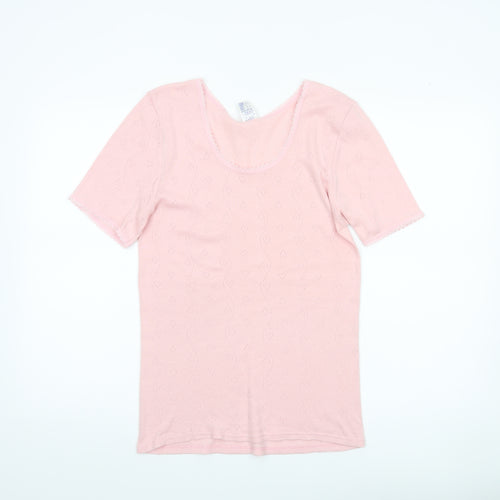 Damart Women’s Pink L Scoop Neck Knit Short Sleeve T-Shirt