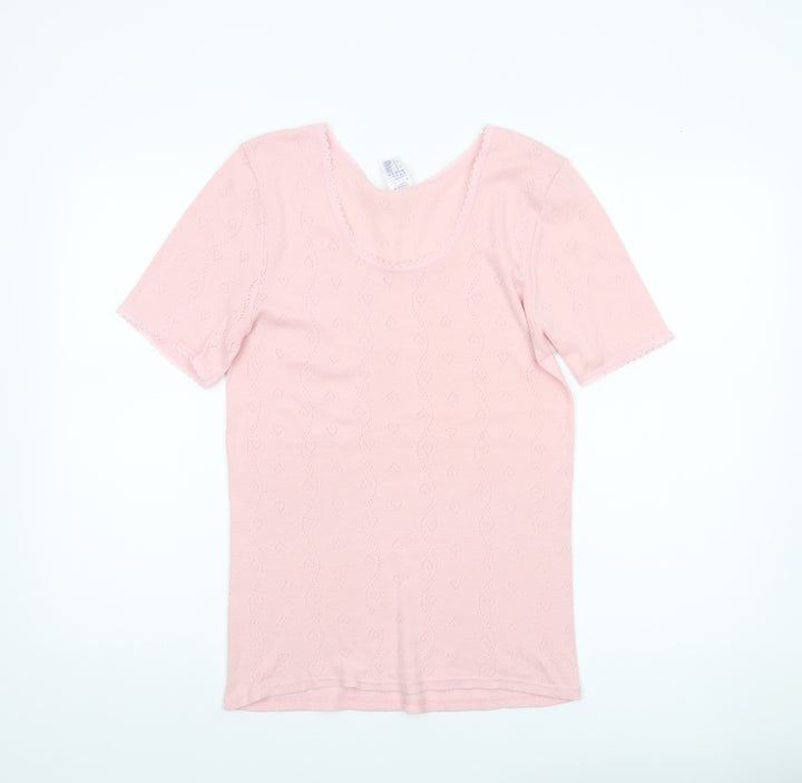 Damart Women’s Pink L Scoop Neck Knit Short Sleeve T-Shirt