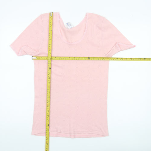 Damart Women’s Pink L Scoop Neck Knit Short Sleeve T-Shirt