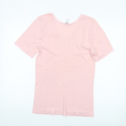 Damart Women’s Pink L Scoop Neck Knit Short Sleeve T-Shirt