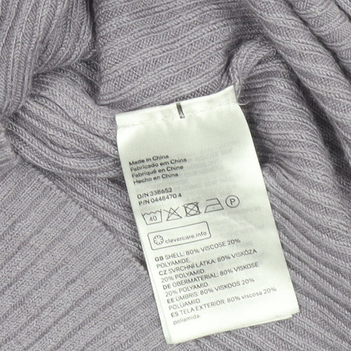 Women's Purple XS Ribbed Cut-Out Sleeve Slim Pullover Jumper