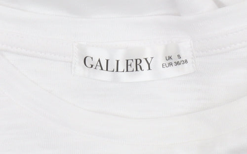 Gallery Women White Cotton Lace Short Sleeve T-Shirt Size S