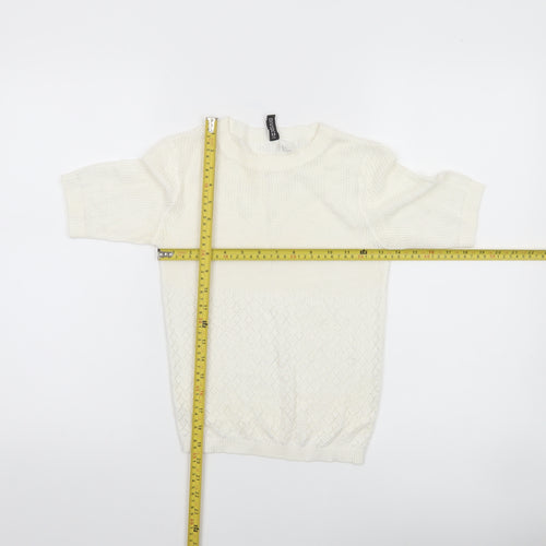 H&M Divided Women’s Ivory Knit Short Sleeve Top Size 8