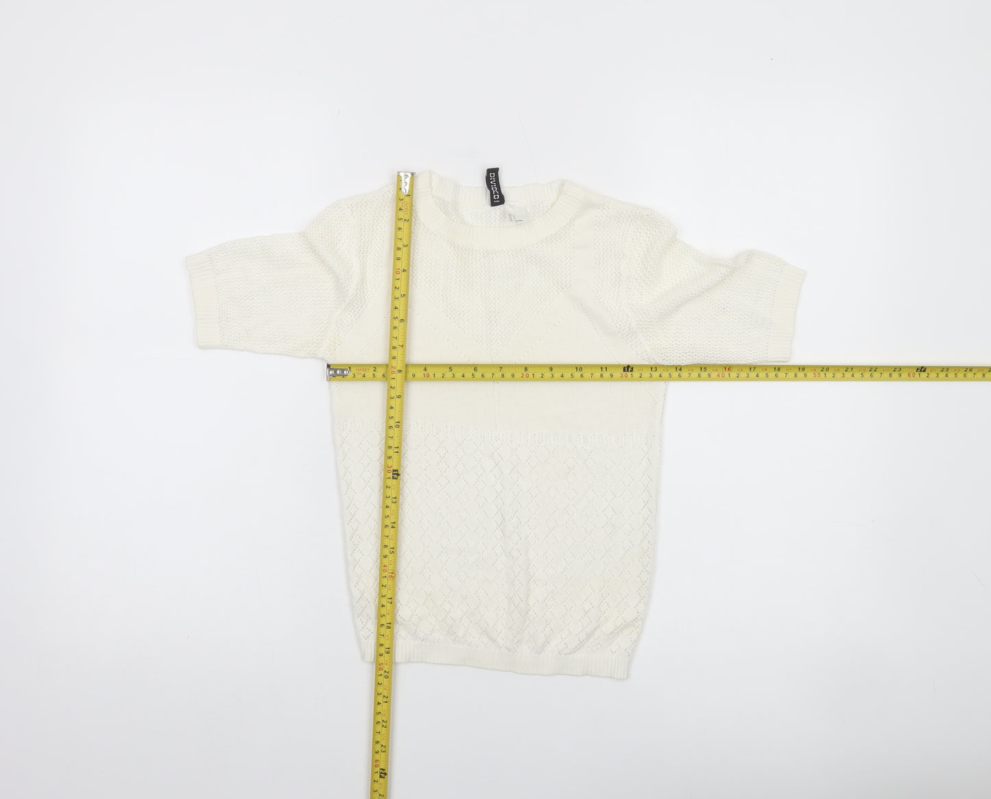 H&M Divided Women’s Ivory Knit Short Sleeve Top Size 8