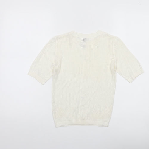 H&M Divided Women’s Ivory Knit Short Sleeve Top Size 8