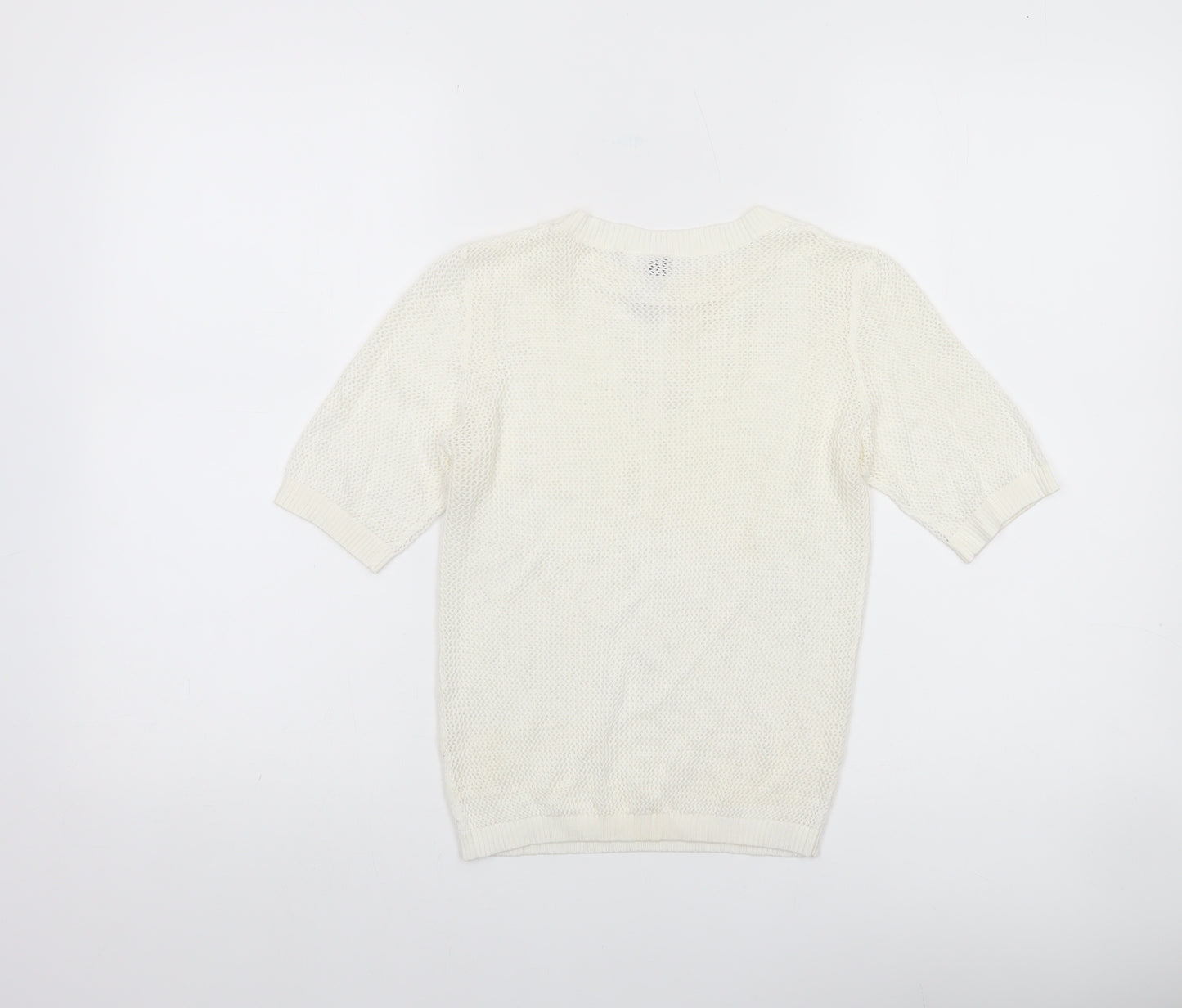 H&M Divided Women’s Ivory Knit Short Sleeve Top Size 8