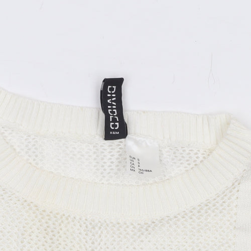 H&M Divided Women’s Ivory Knit Short Sleeve Top Size 8