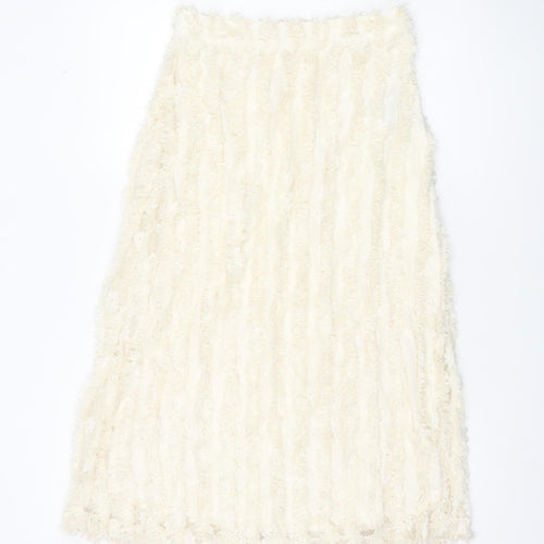 Vila Womens Ivory A-Line Lace Skirt Size 6 Knee Length