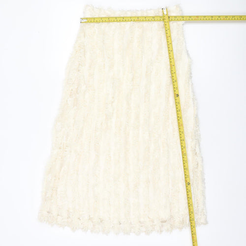 Vila Womens Ivory A-Line Lace Skirt Size 6 Knee Length