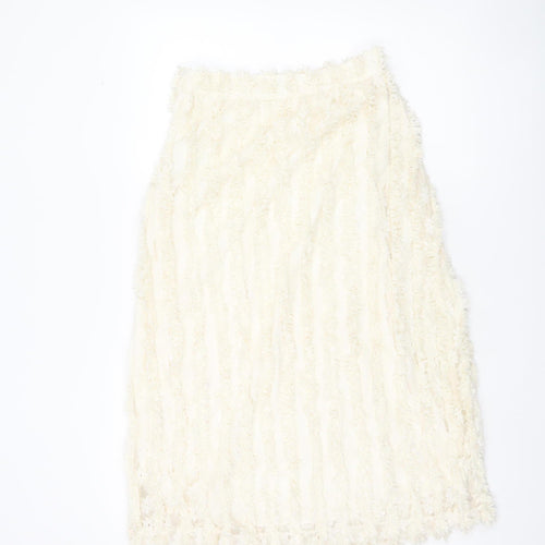Vila Womens Ivory A-Line Lace Skirt Size 6 Knee Length