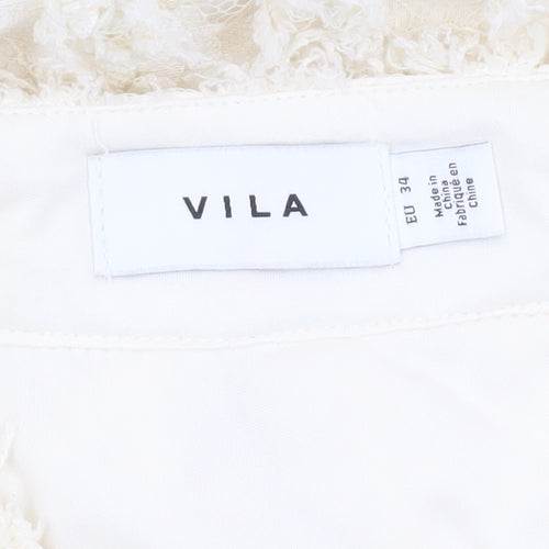 Vila Womens Ivory A-Line Lace Skirt Size 6 Knee Length