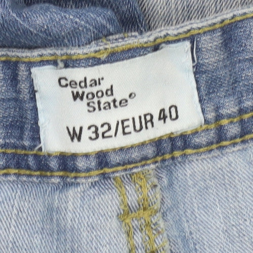 Cedar Wood State Men's Blue Denim Chino Shorts W32 Regular Fit