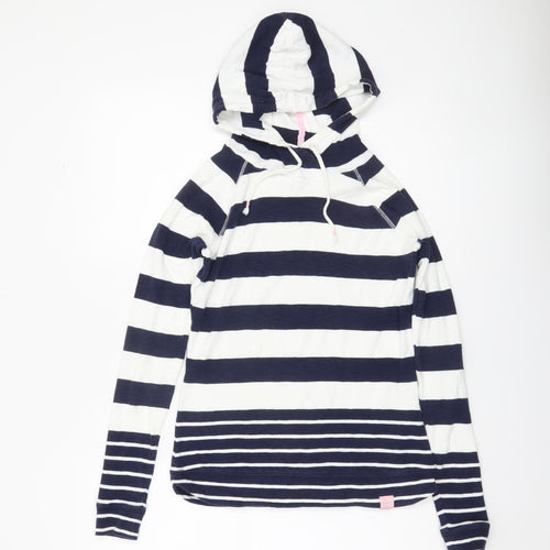 Joules Women’s Navy White Striped Hoodie UK 6 Cotton Pullover