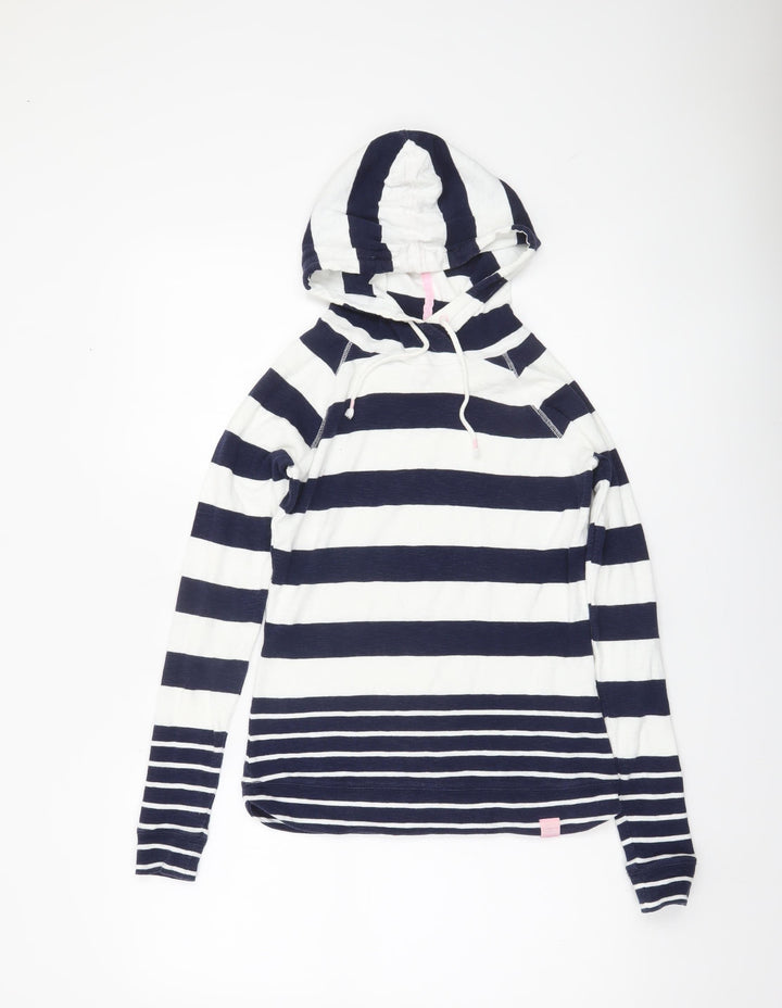 Joules Women’s Navy White Striped Hoodie UK 6 Cotton Pullover
