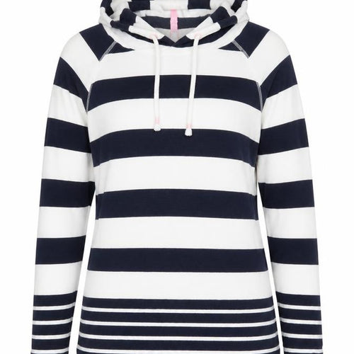 Joules Women’s Navy White Striped Hoodie UK 6 Cotton Pullover