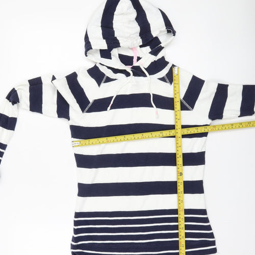 Joules Women’s Navy White Striped Hoodie UK 6 Cotton Pullover