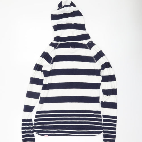 Joules Women’s Navy White Striped Hoodie UK 6 Cotton Pullover