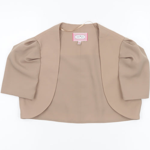 Fran Jane Women’s Beige Cropped Blazer Jacket Size 10