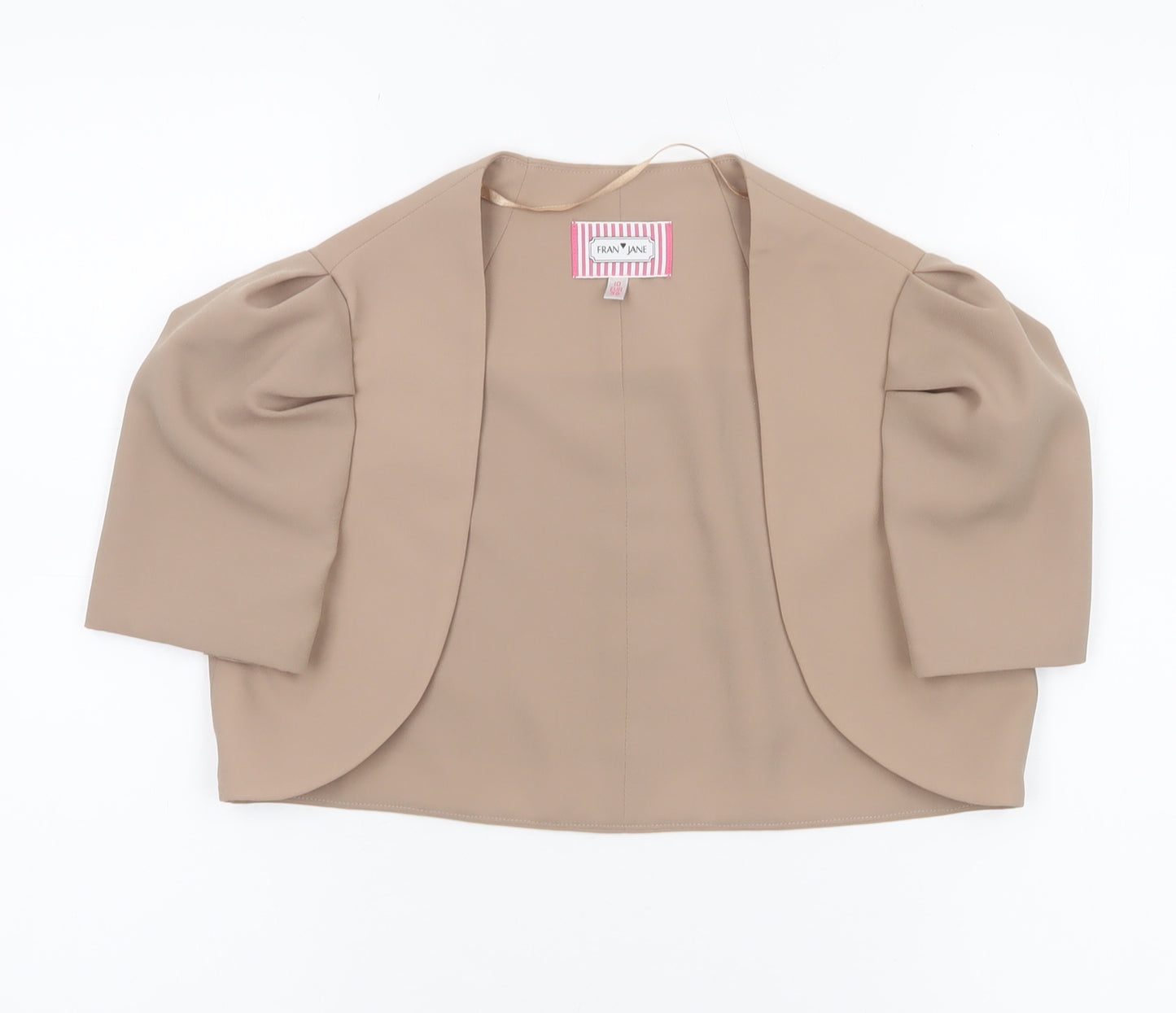 Fran Jane Women’s Beige Cropped Blazer Jacket Size 10