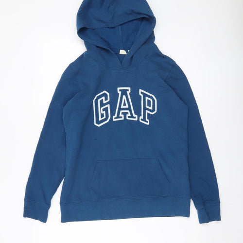 GAP Women’s Blue Pullover Hoodie XS Cotton Blend Logo Sweatshirt