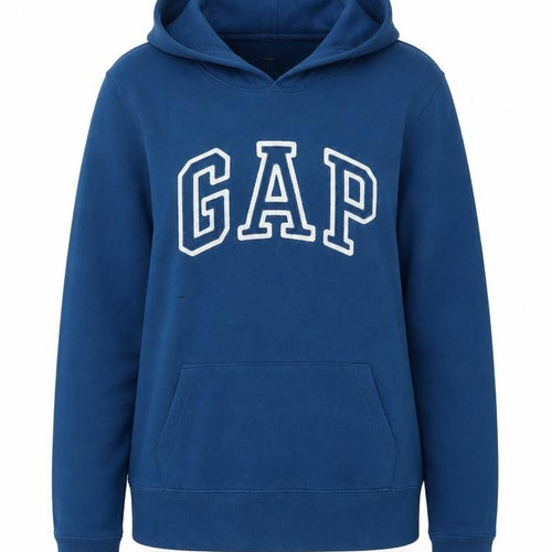 GAP Women’s Blue Pullover Hoodie XS Cotton Blend Logo Sweatshirt