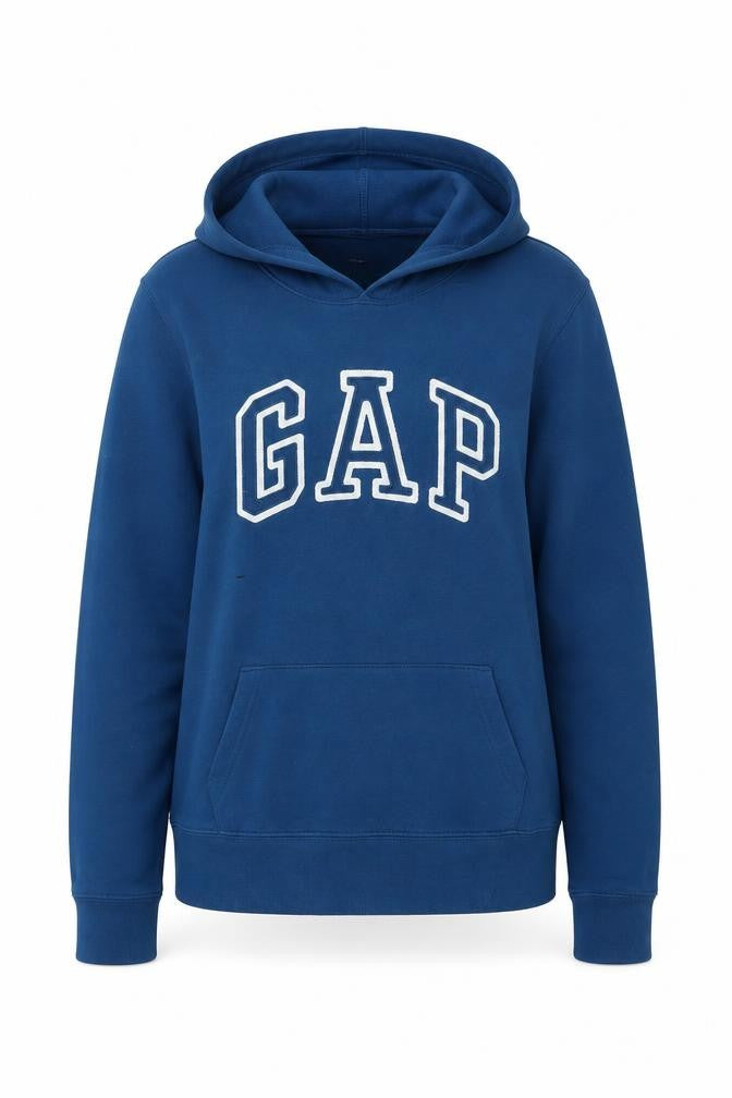 GAP Women’s Blue Pullover Hoodie XS Cotton Blend Logo Sweatshirt