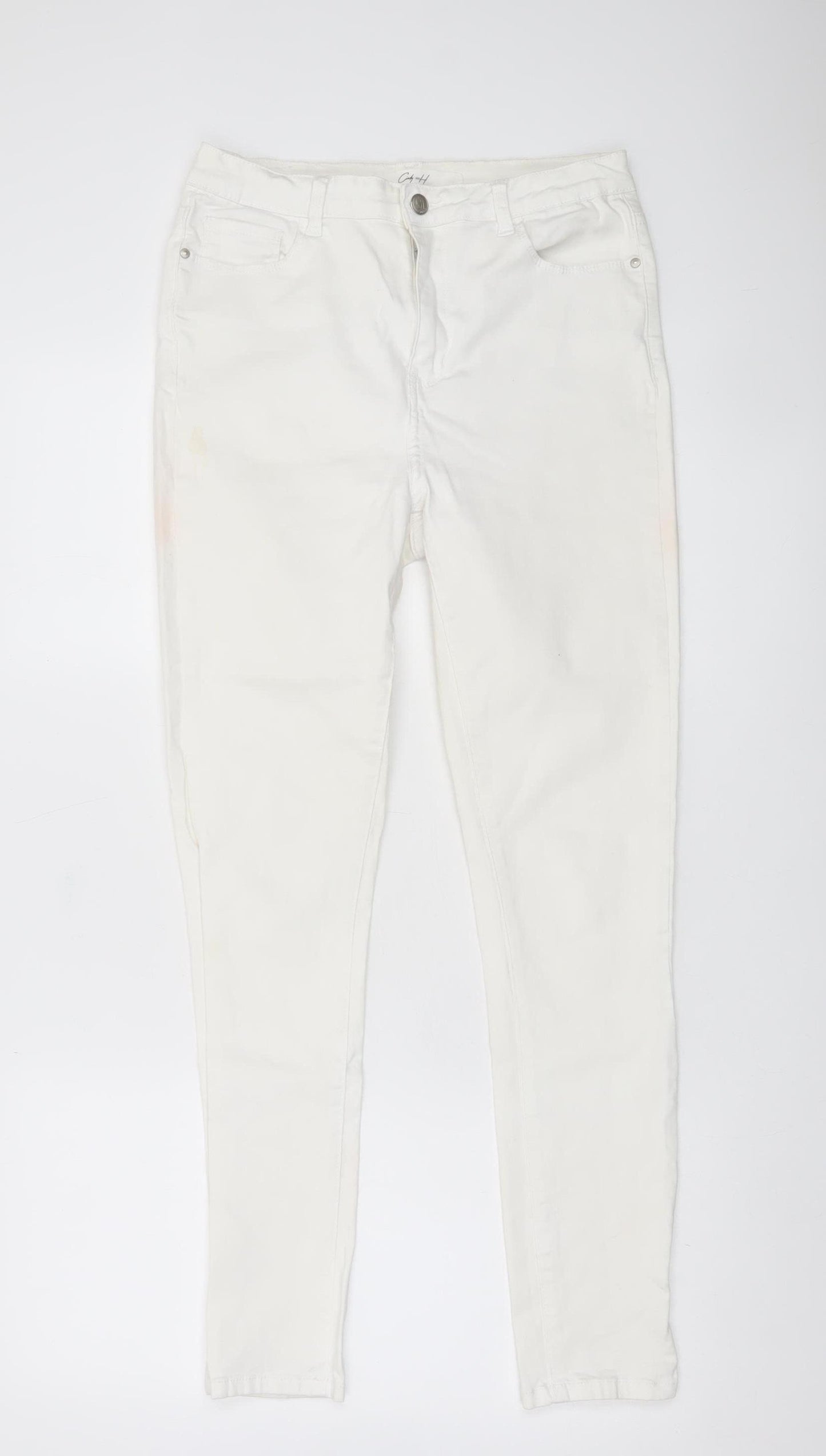 City H Paris Womens White Size 14 Skinny Jeggings Cotton Stretch