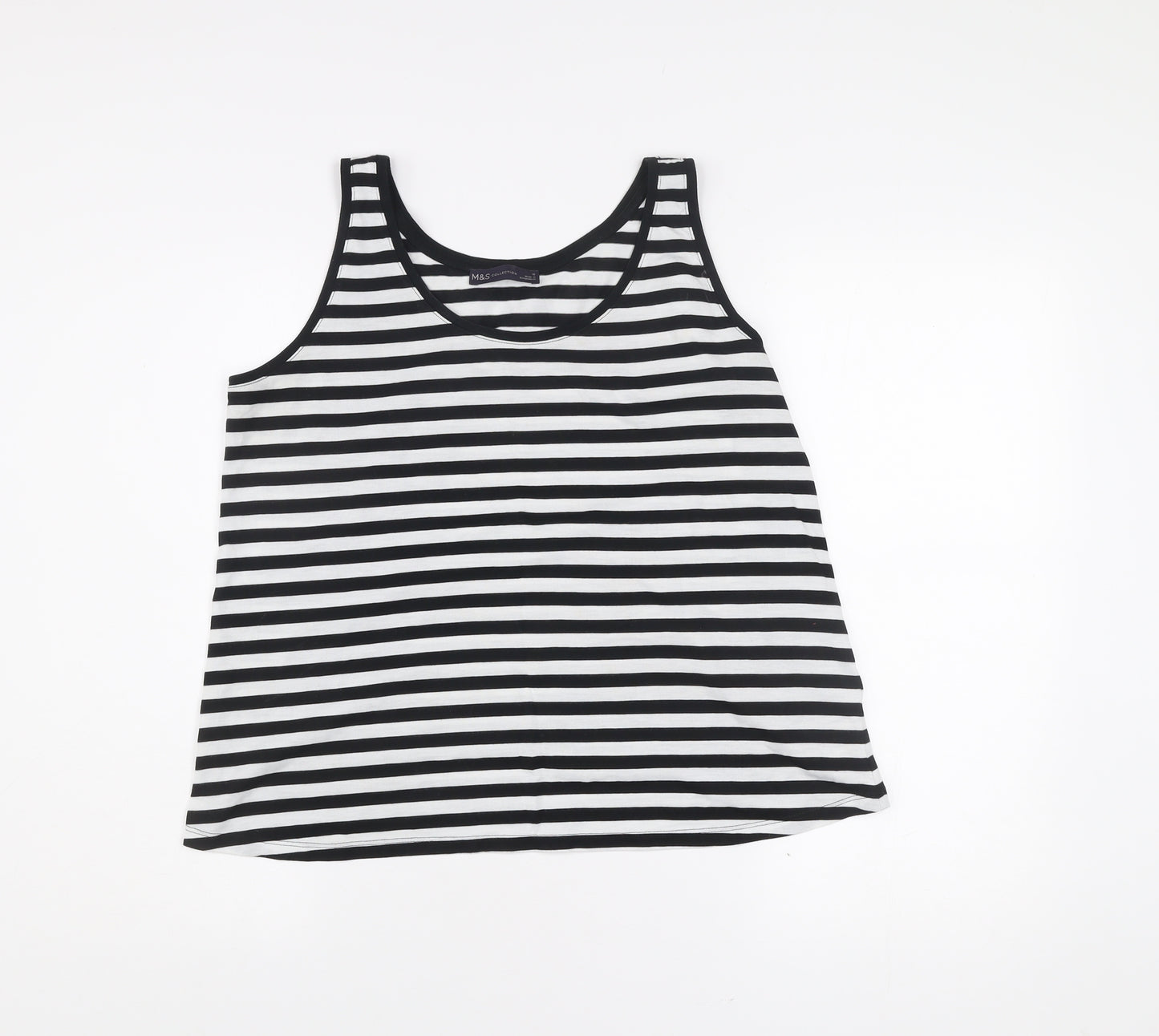 Marks and Spencer Womens Black White Stripe Tank Top Size 12