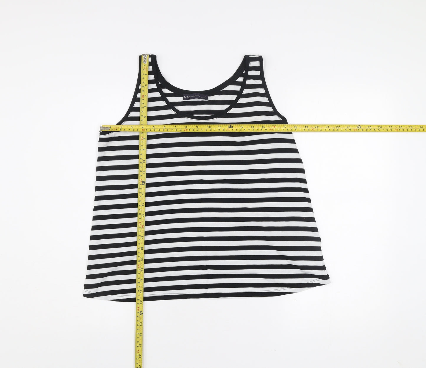 Marks and Spencer Womens Black White Stripe Tank Top Size 12