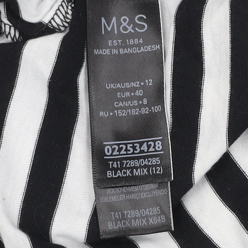 Marks and Spencer Womens Black White Stripe Tank Top Size 12