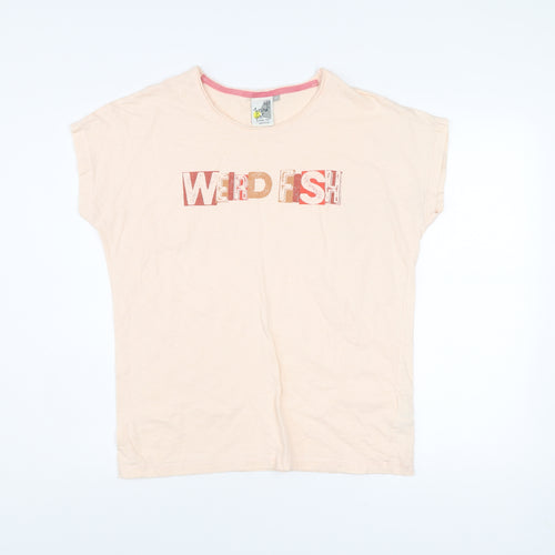 Weird Fish Womens Pink Size 12 Cotton T-Shirt Casual Crew Neck