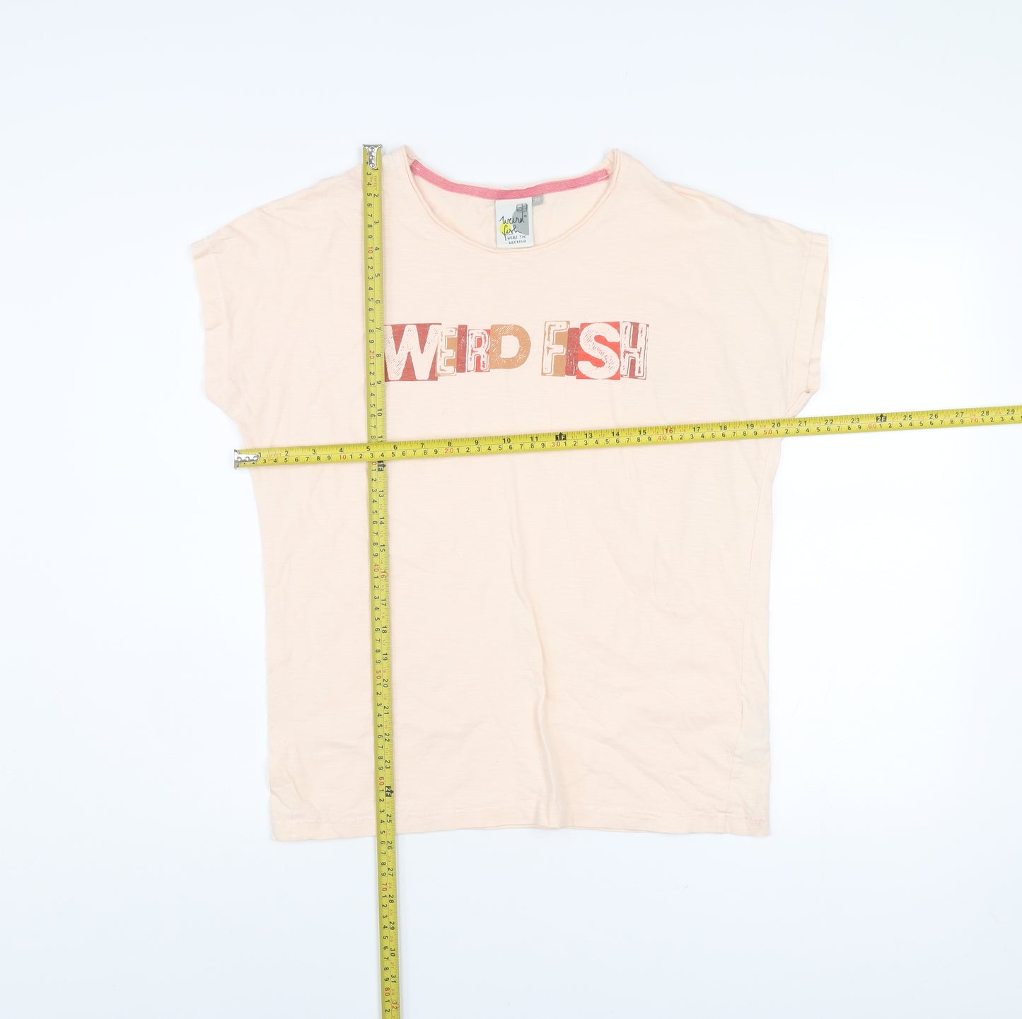 Weird Fish Womens Pink Size 12 Cotton T-Shirt Casual Crew Neck