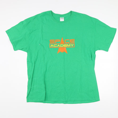 Gildan Mens XL Green Space Academy Graphic Cotton T-Shirt