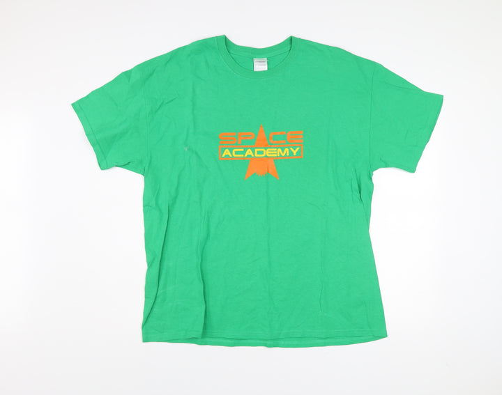 Gildan Mens XL Green Space Academy Graphic Cotton T-Shirt