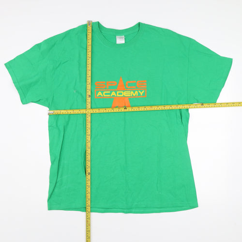 Gildan Mens XL Green Space Academy Graphic Cotton T-Shirt