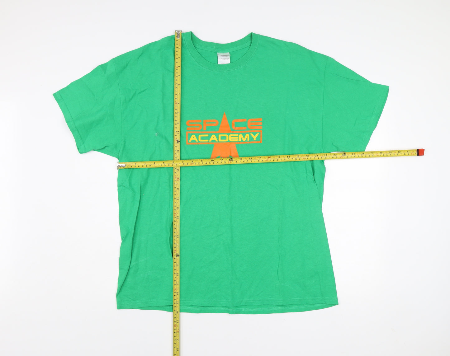 Gildan Mens XL Green Space Academy Graphic Cotton T-Shirt