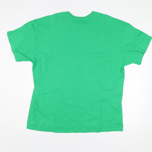 Gildan Mens XL Green Space Academy Graphic Cotton T-Shirt