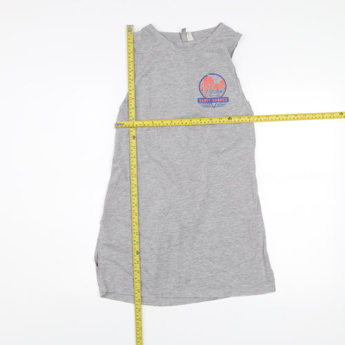 ASOS Womens Grey Tank Top UK 8 Crew Neck Sleeveless Beach Print