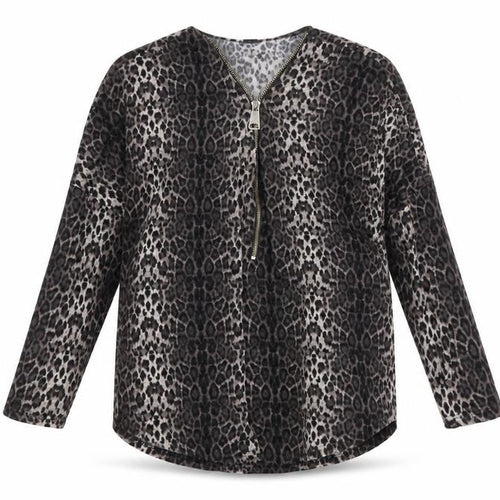 Izabel London Women’s Brown Leopard Print Zip Front Jumper Size 22